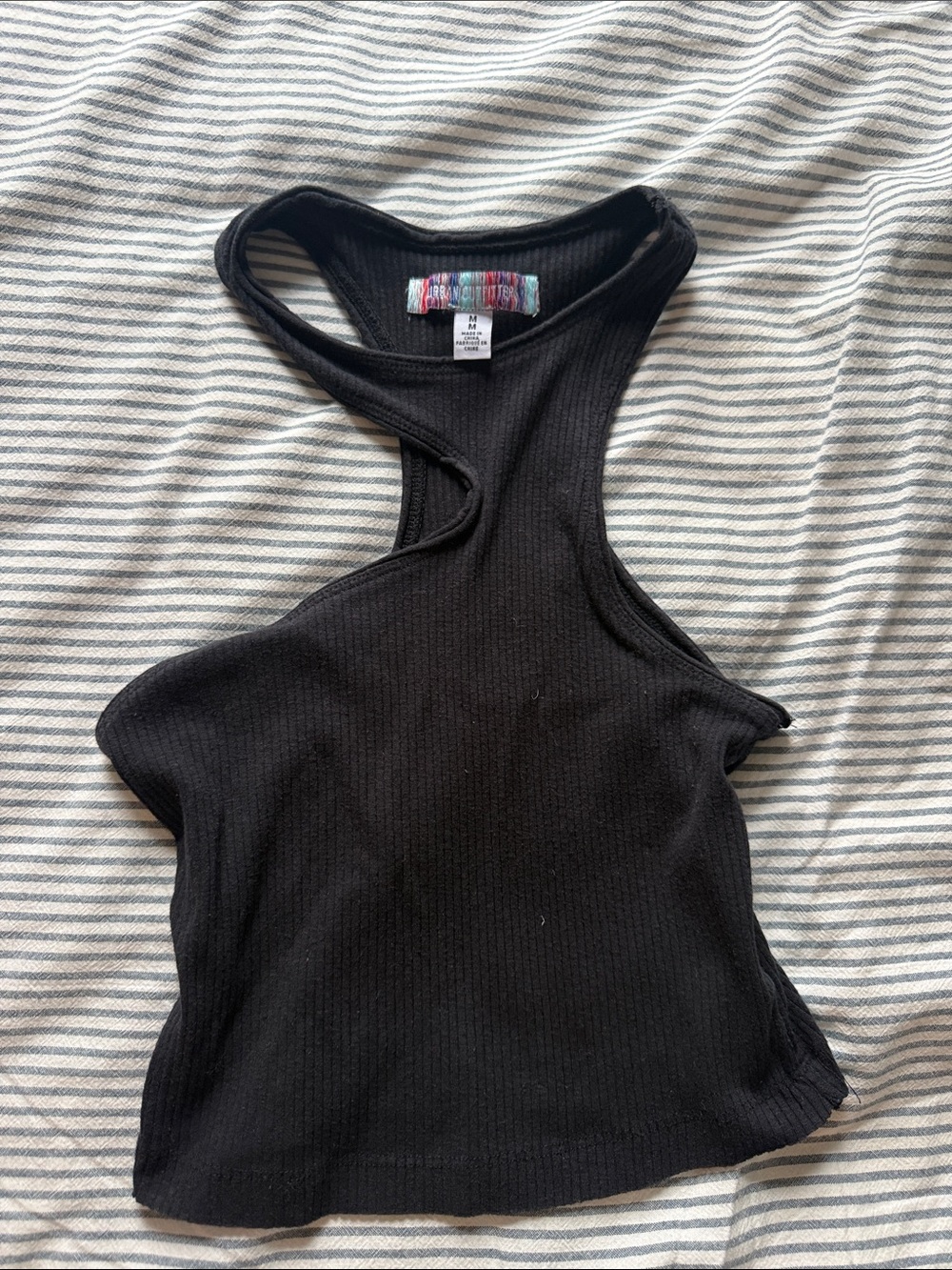 Urban Outfitters Black Ribbed Racerback Crop Tank Top